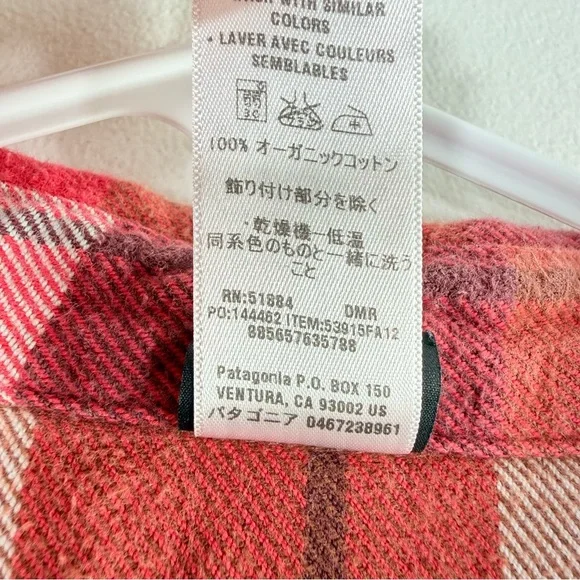 Patagonia Women’s Long Sleeve Fjord Flannel Button Down Shirt Red White 14 - Picture 9 of 10